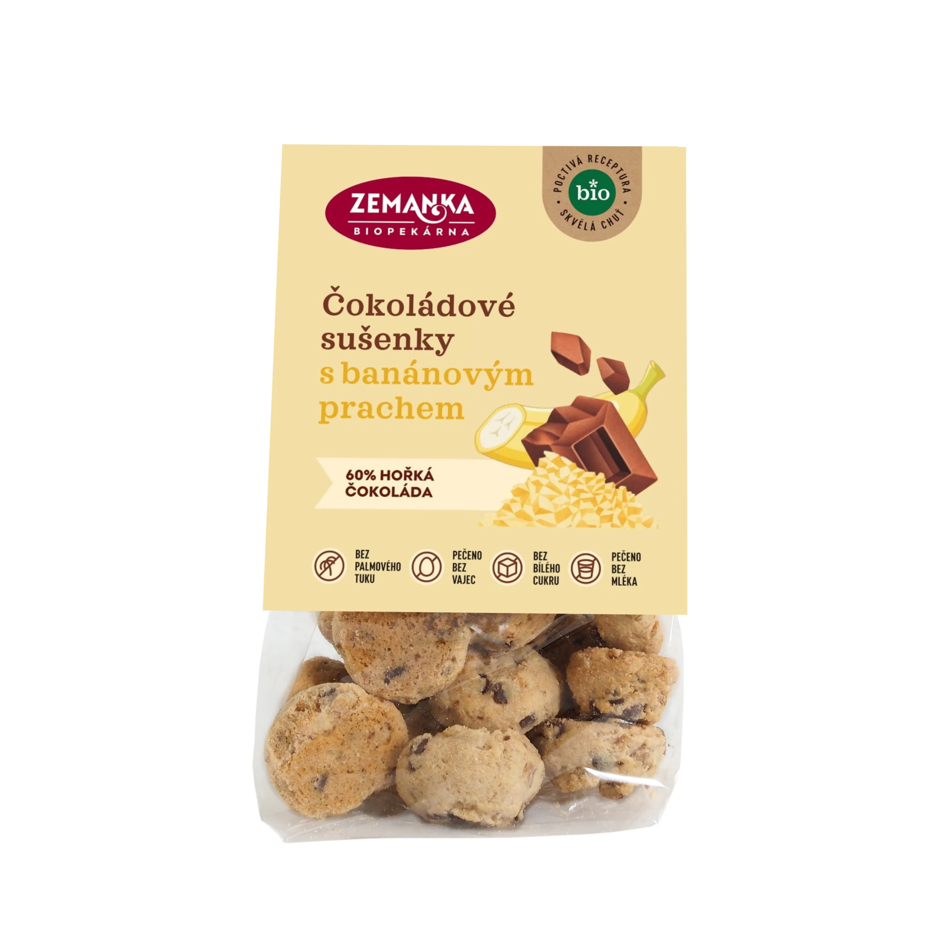 Zemanka Sušenky s čokoládou a banánovým prachem BIO (100 g)