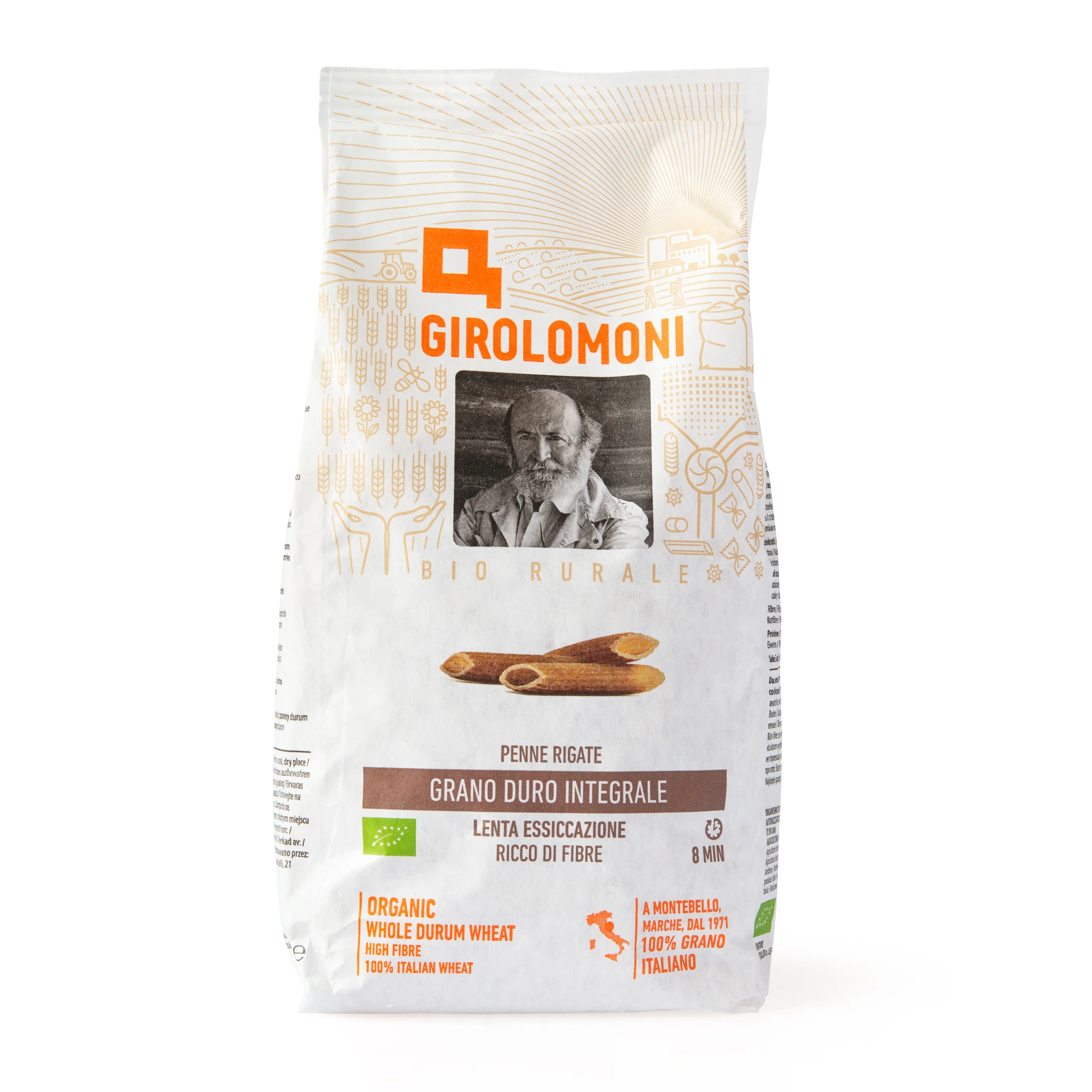 Těstoviny penne celozrnné semolinové 500 g BIO    GIROLOMONI