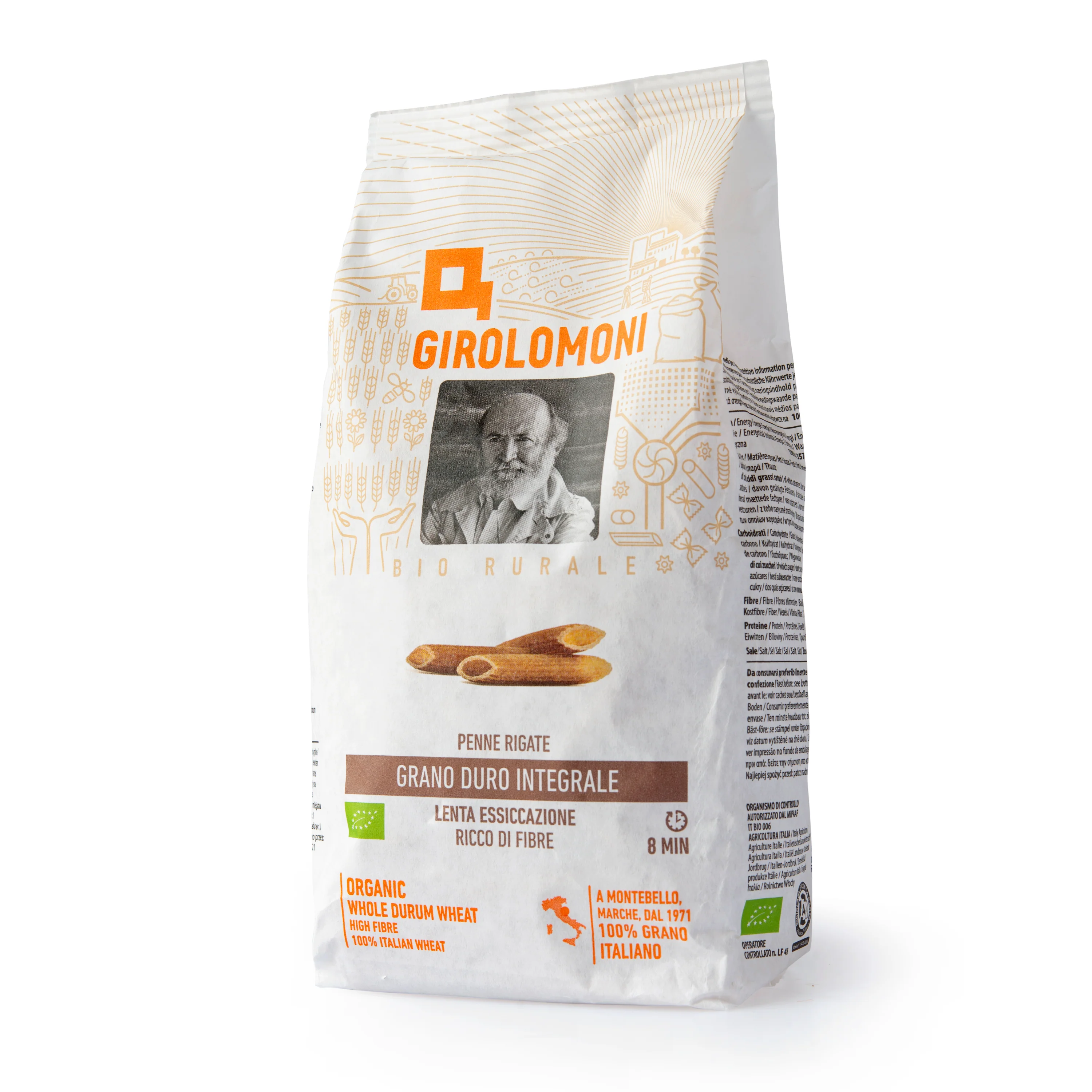 Těstoviny penne celozrnné semolinové 500 g BIO    GIROLOMONI - Image 2