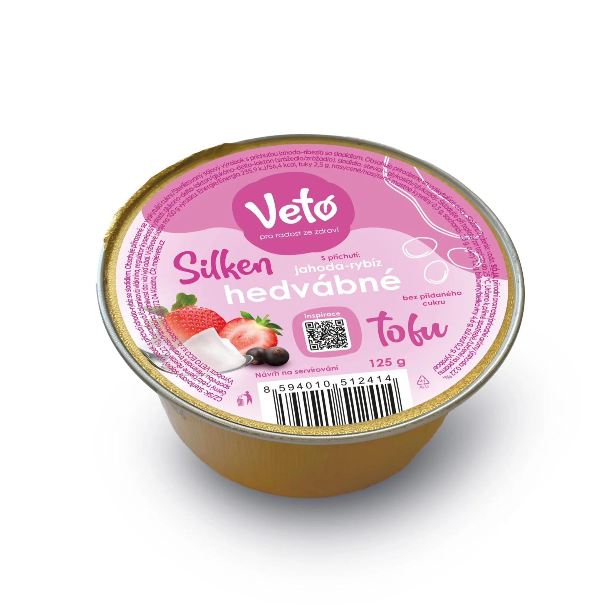 Veto Eco Tofu hedvábné s příchutí jahoda a rybíz (125 g)