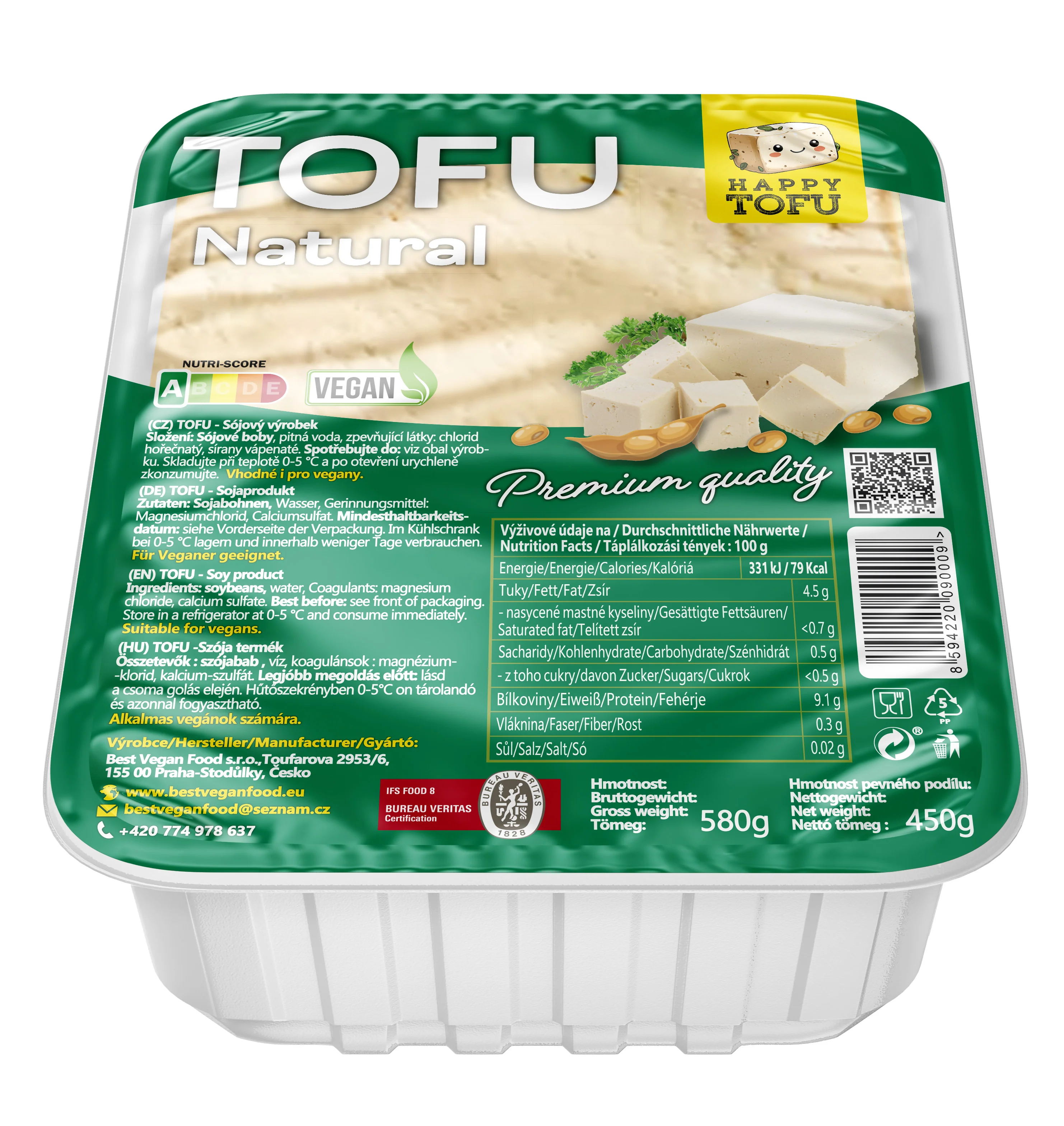 Best Vegan Food Tofu natural jemné (580 g)