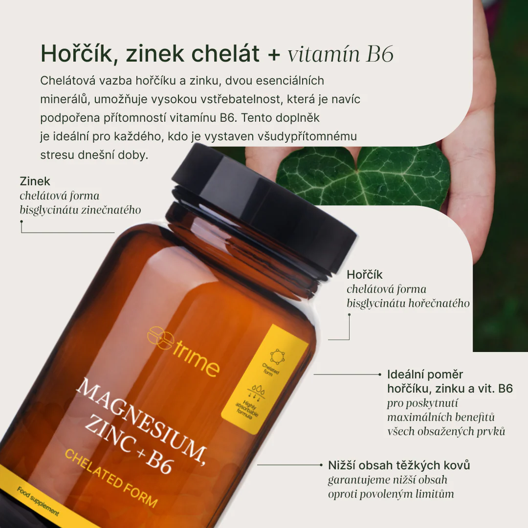 Trime Hořčík, zinek chelát + vitamin B6 (120 kapslí) - Image 4