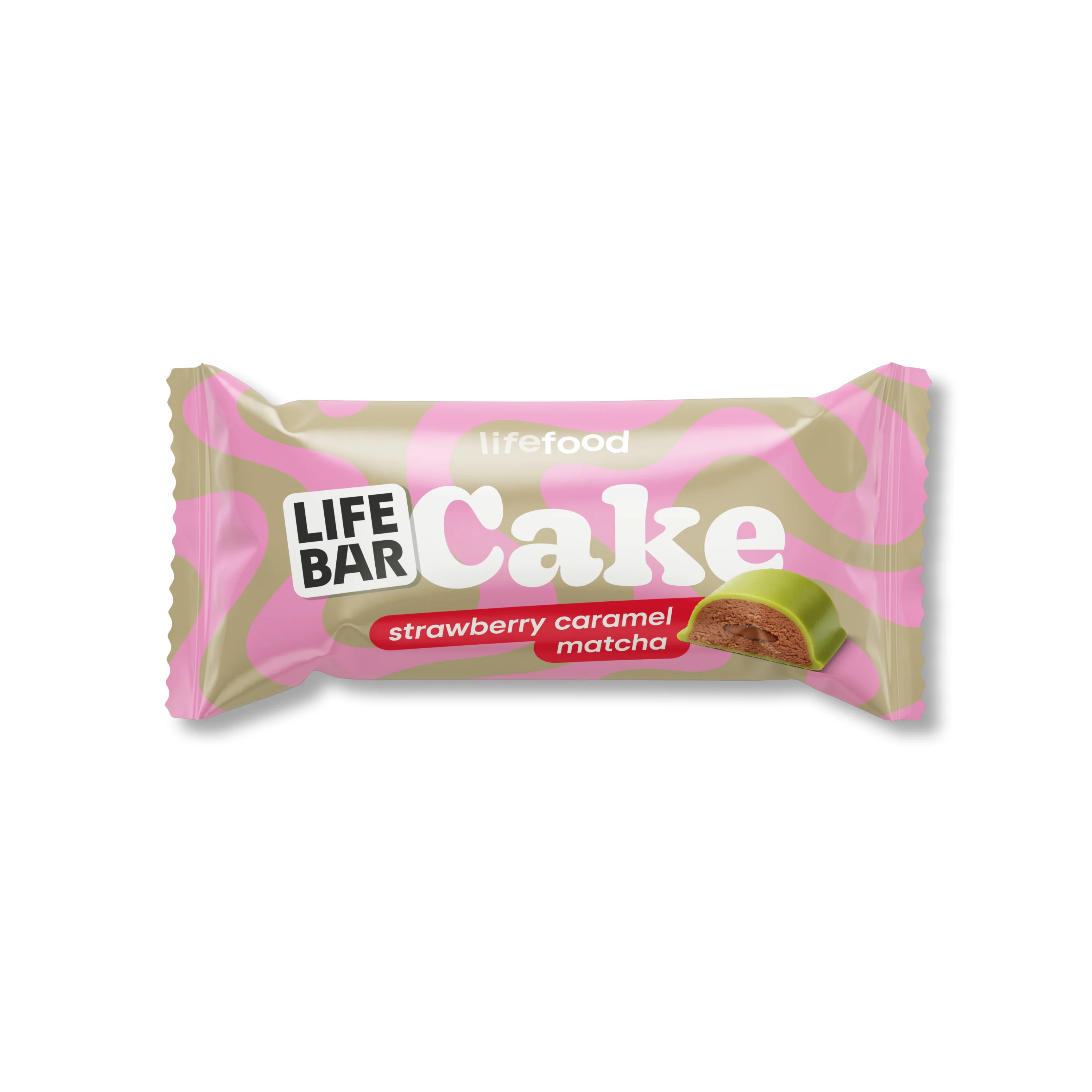 Lifefood Tyčinka Lifebar Cake jahoda, karamel a matcha BIO (35 g)
