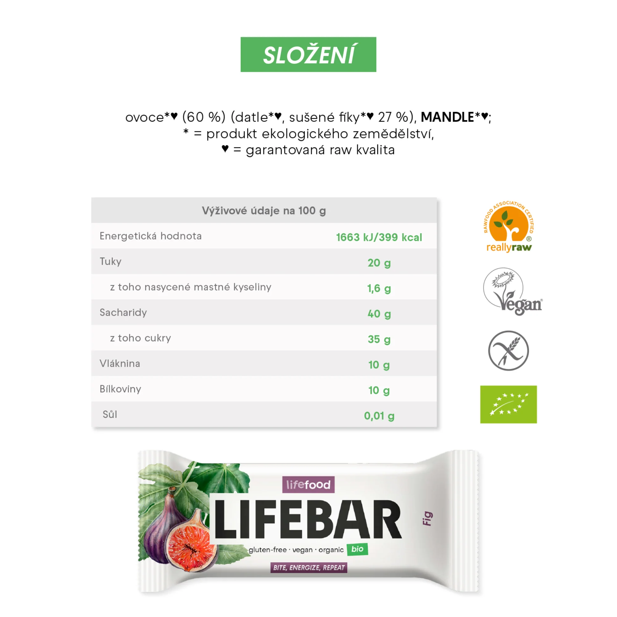 Lifefood Tyčinka Lifebar fíková RAW BIO (40 g) - Image 2