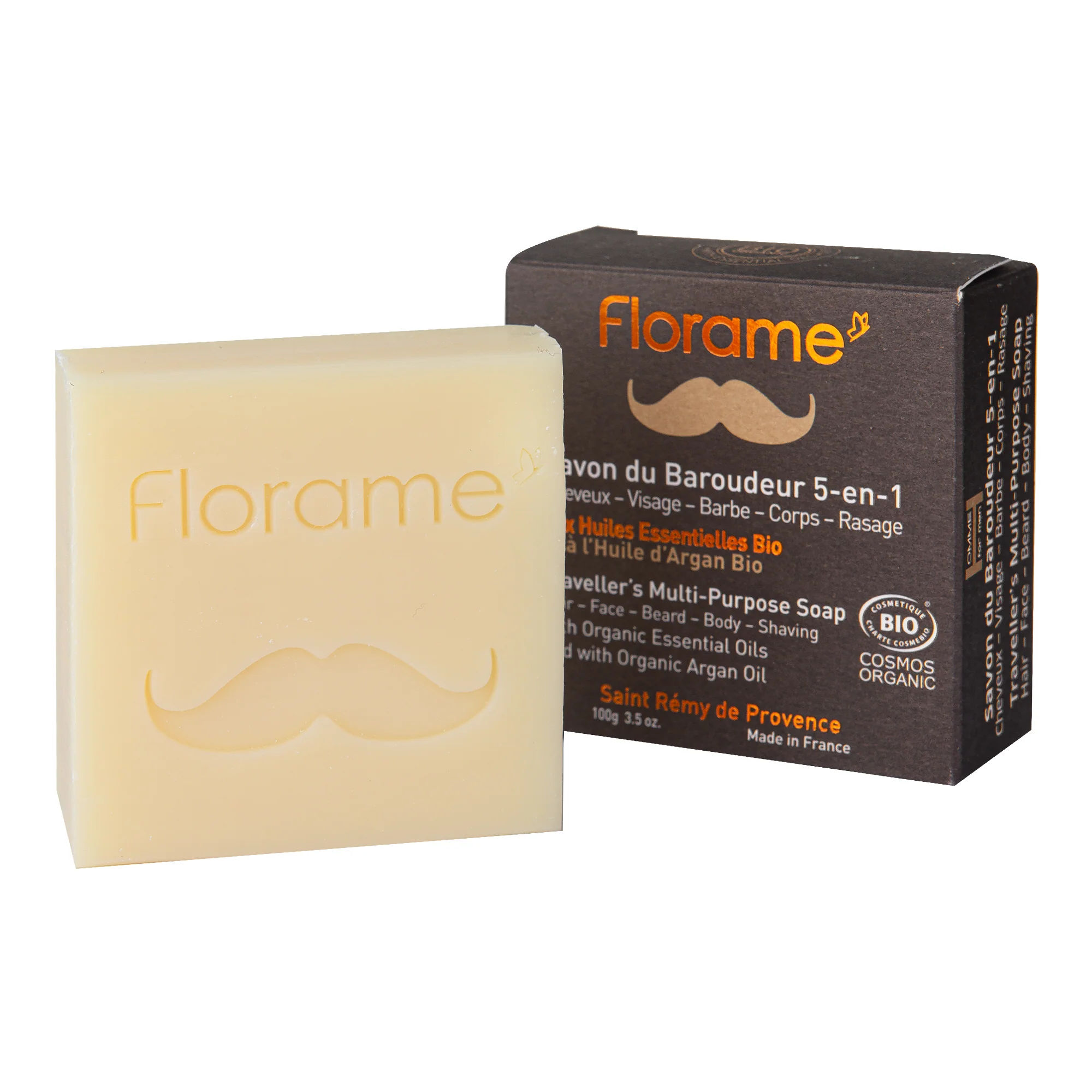 Univerzální mýdlo 5v1 HOMME — vlasy, obličej, vousy, holení, tělo 100 g BIO FLORAME - Image 2