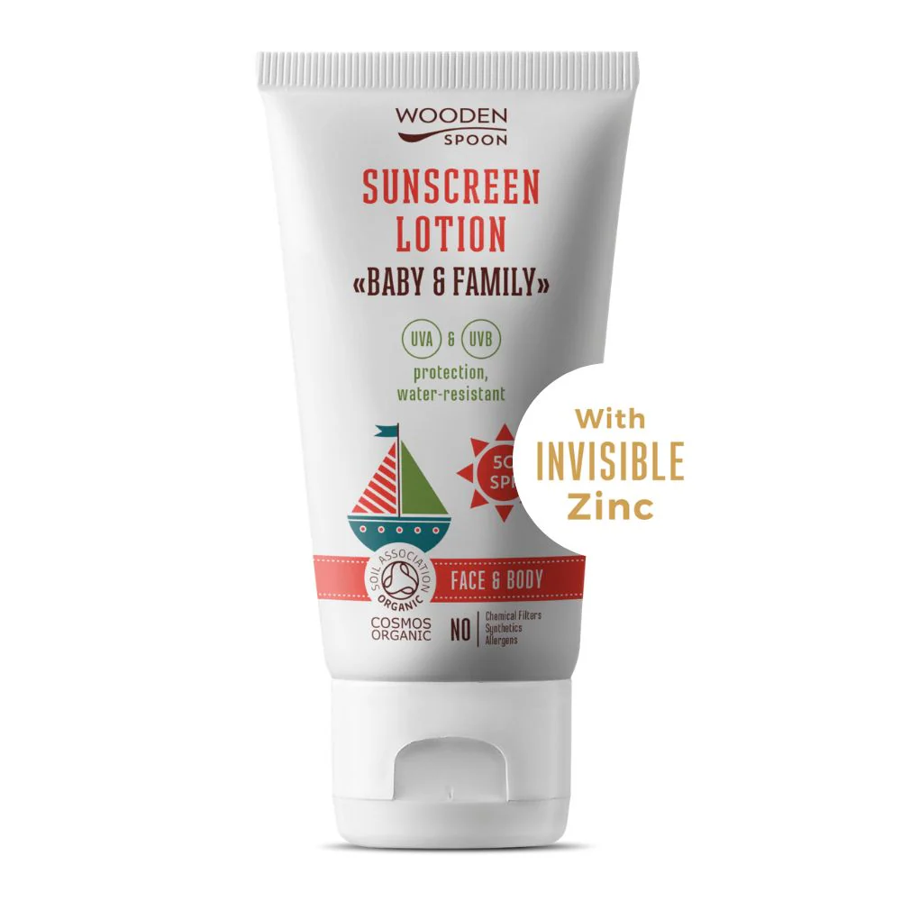 Wooden Spoon Opalovací tělové mléko v tubě Baby & Family SPF 50 BIO - Image 4