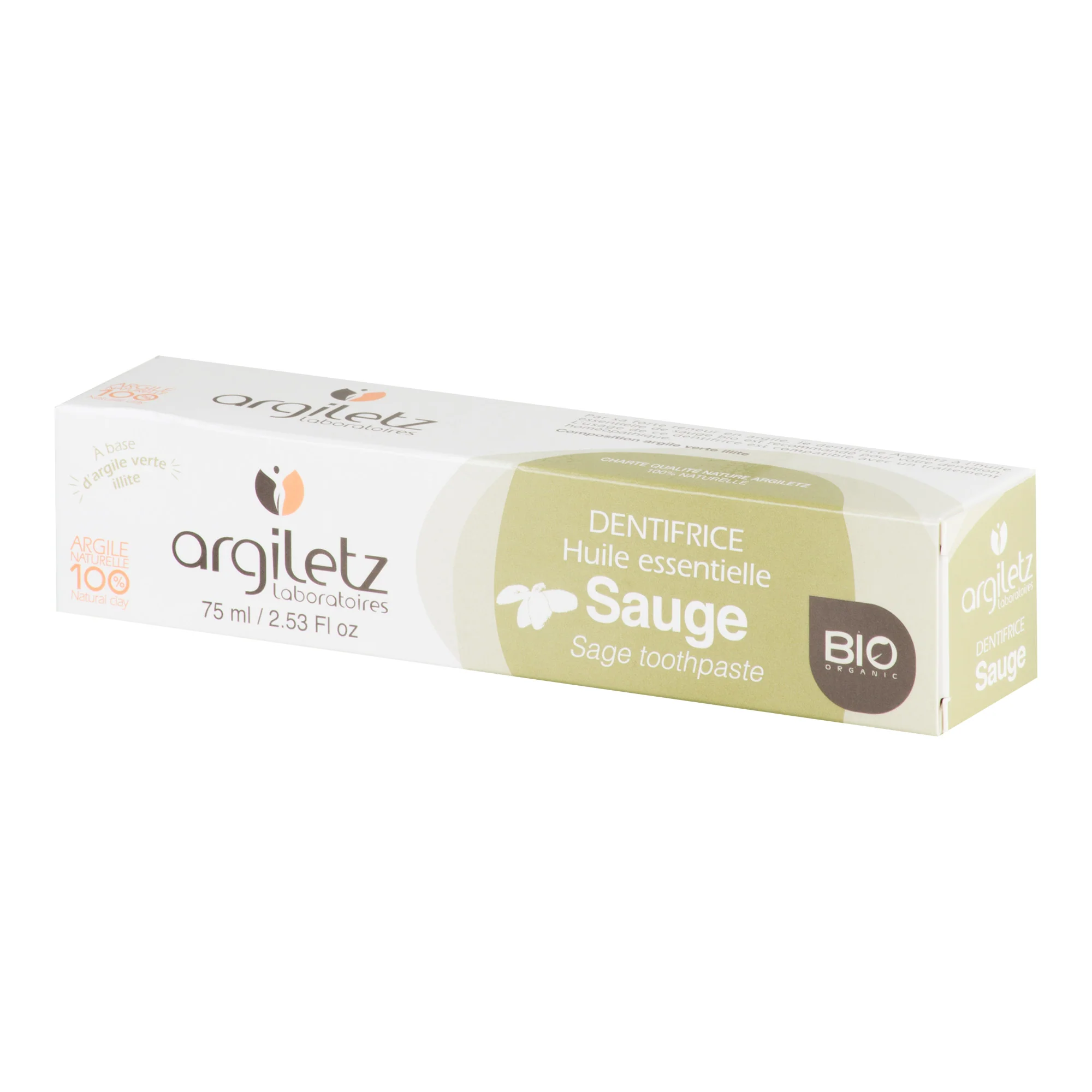 Zubní pasta se zeleným jílem šalvěj 75 ml BIO   ARGILETZ - Image 2